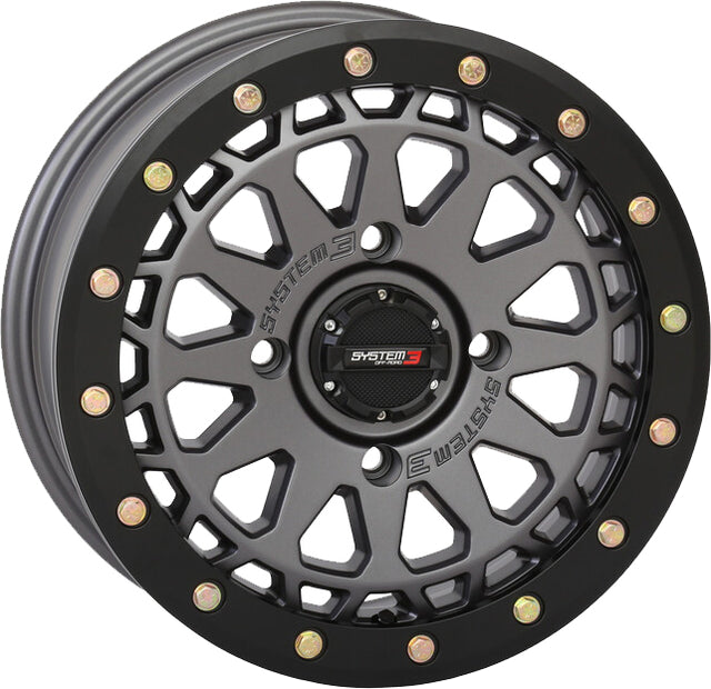 Photo of SB6 BL WHEEL 15X7 4+3 (+10MM) 4/137 GUN METAL GREY by SYSTEM 3 - Premium Wheels for UTVs / Side by Sides