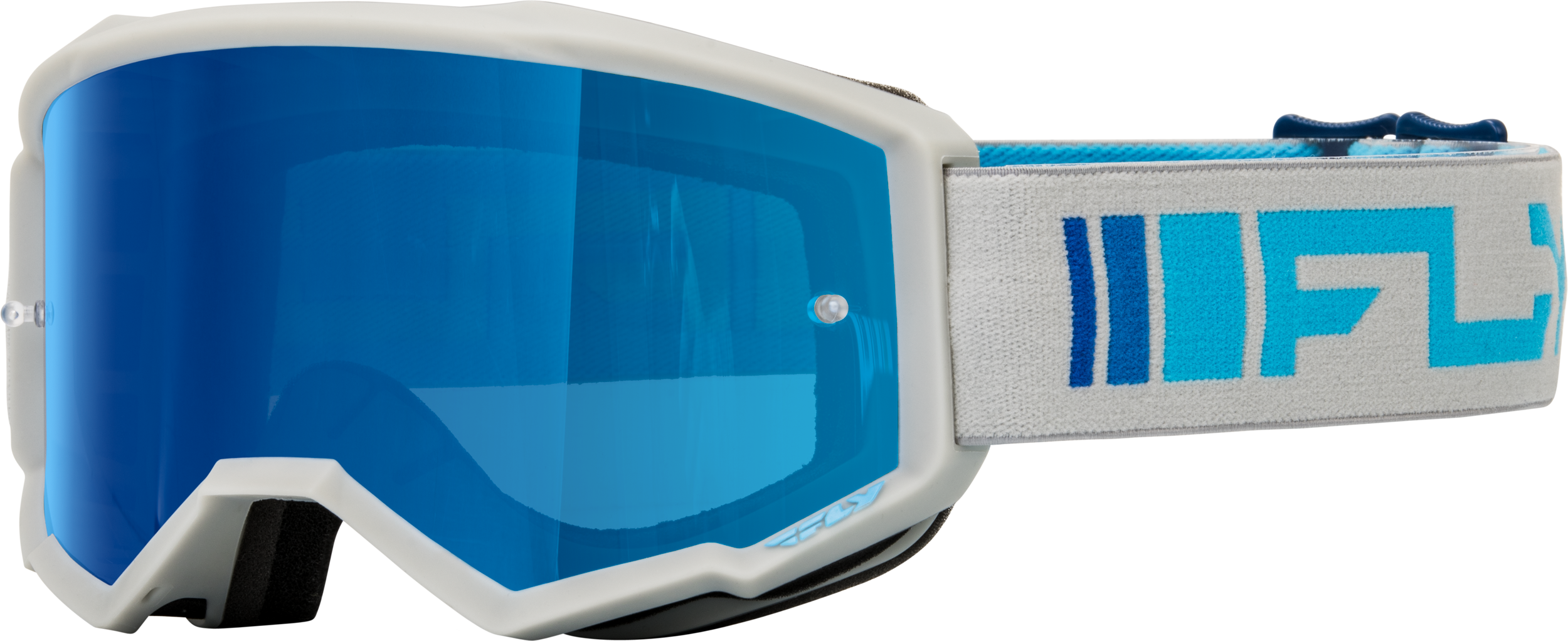Photo of YOUTH ZONE GOGGLE SILVER/BLUE W/ DARK BLUE MIRROR/SMOKE LENS by FLY RACING - Premium Eyewear for UTVs / Side by Sides
