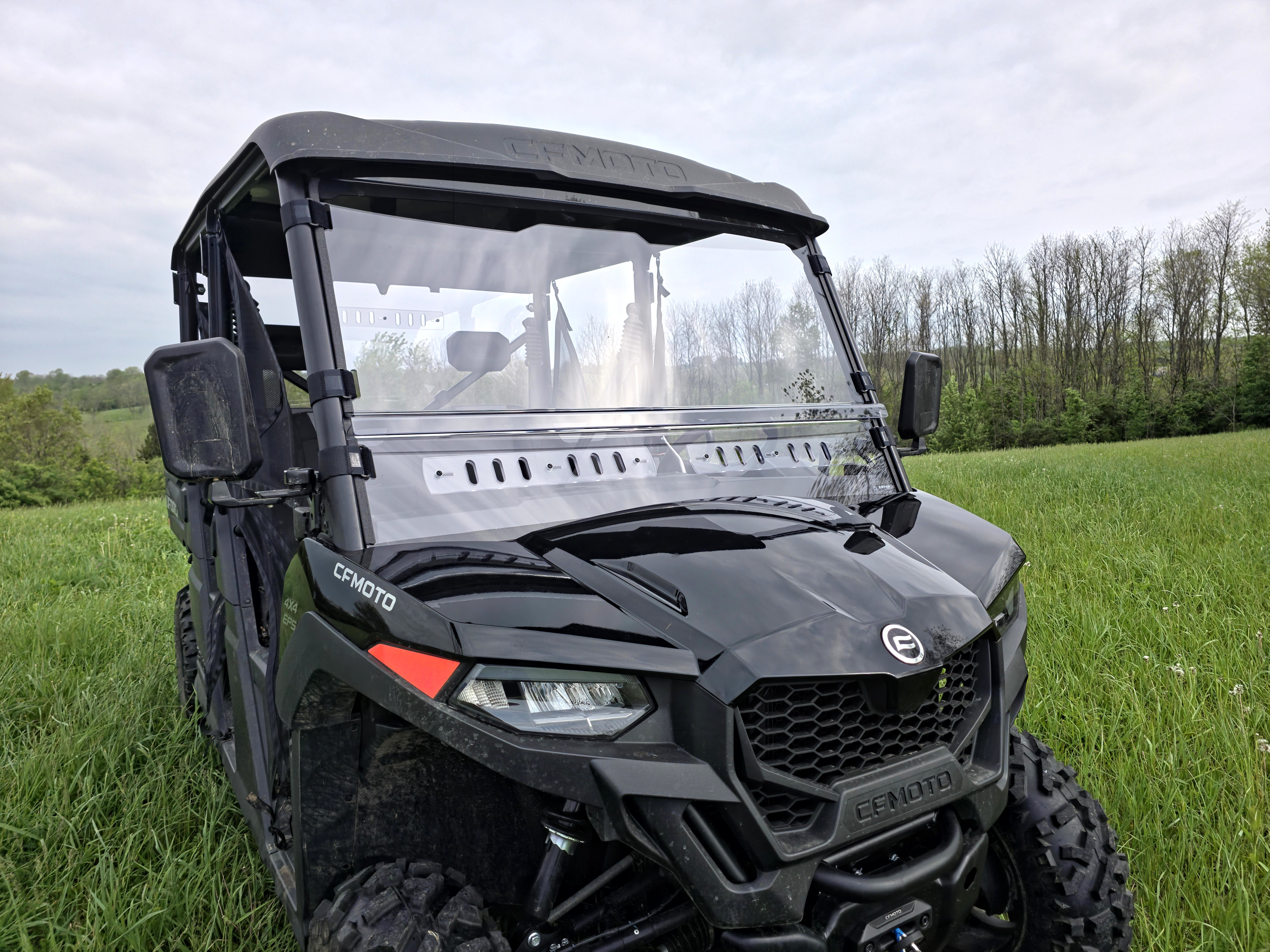 Photo of CFMoto UForce 800 XL- 2 Pc General-Purpose Windshield with Vent and Clamp Options by 3 Star UTV - Premium Windshields for UTVs / Side by Sides