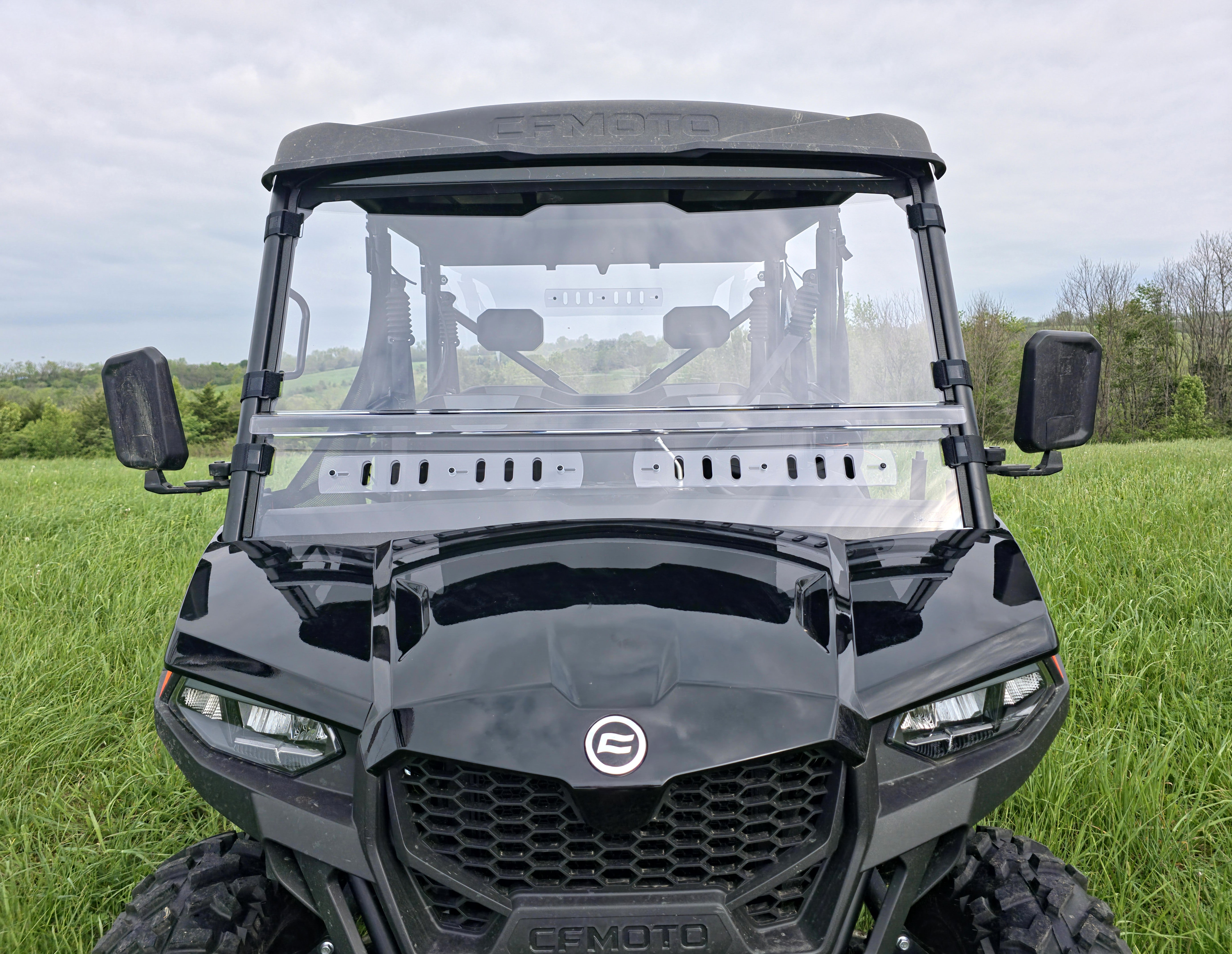 Photo of CFMoto UForce 800 XL - 2 Pc Scratch-Resistant Windshield with Vent and Clamp Options by 3 Star UTV - Premium Windshields for UTVs / Side by Sides
