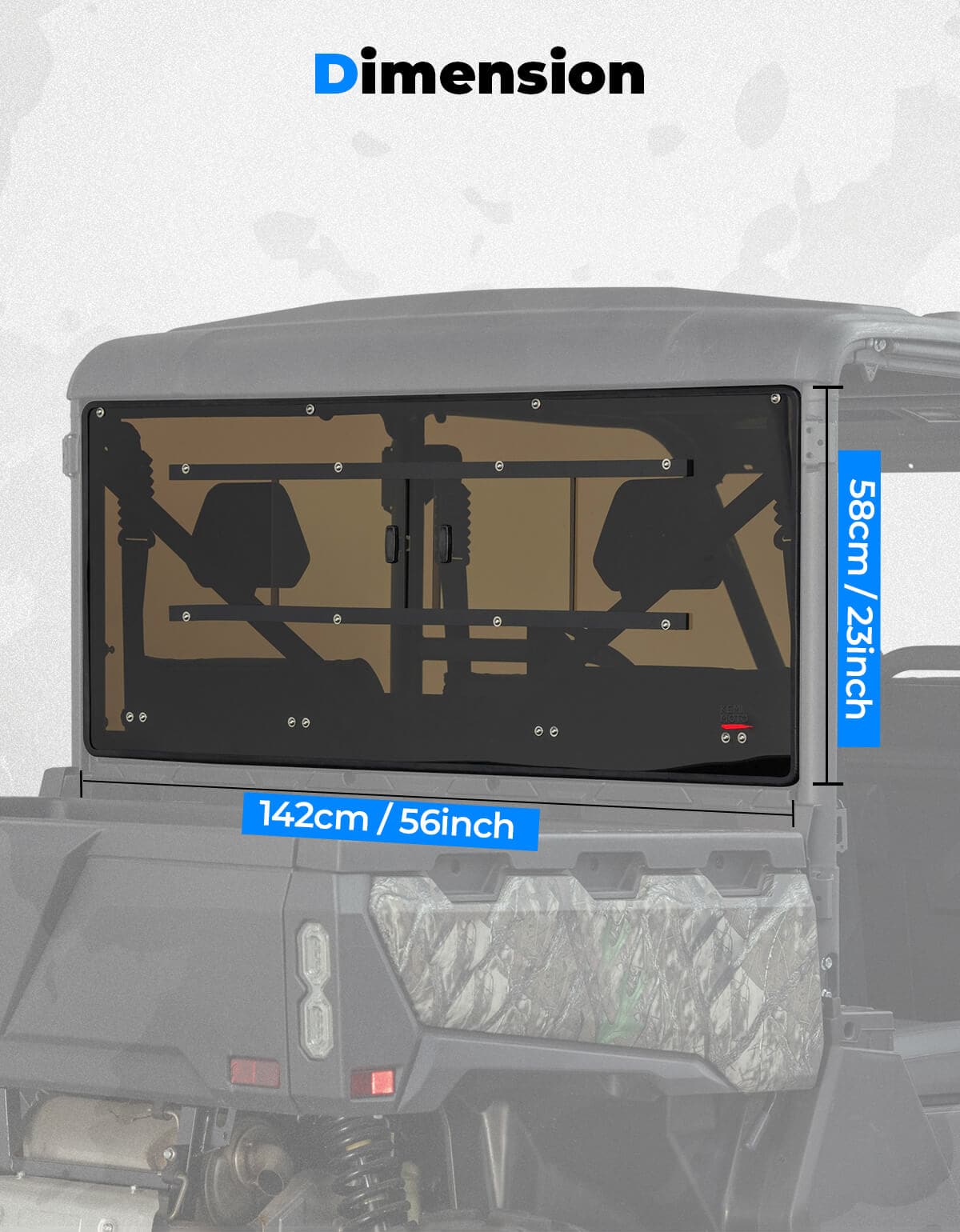 Photo of Vented Rear Tinted Windshield for CFMOTO UFORCE 1000 2019+ by Kemimoto - Premium for UTVs / Side by Sides
