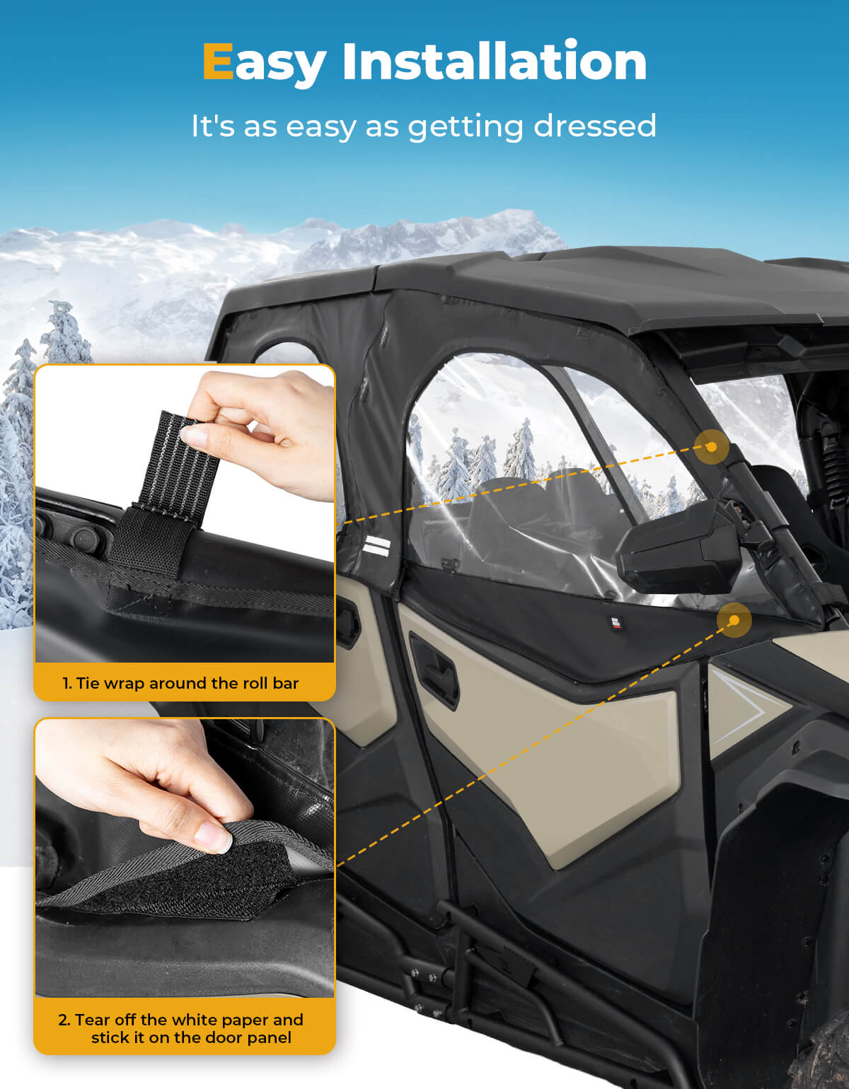Photo of Soft Cab Enclosures for CFMOTO ZForce 950 SPORT 4 2024+ by Kemimoto - Premium for UTVs / Side by Sides