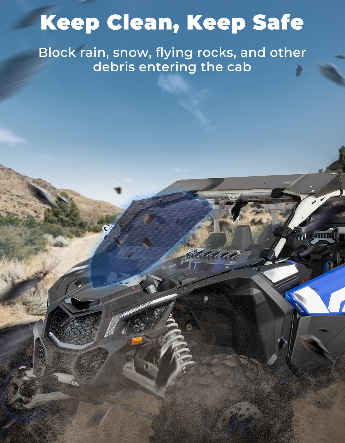 Photo of Kemimoto Front Windshield with Sliding Vents for Can-Am Maverick X3 / X3 MAX by Kemimoto - Premium for UTVs / Side by Sides