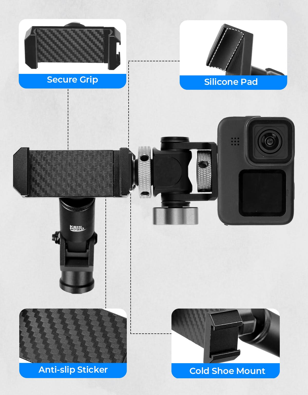 Photo of Kemimoto Custom-Built UTV Phone Mount for Mirror X1/X1PRO by Kemimoto - Premium for UTVs / Side by Sides