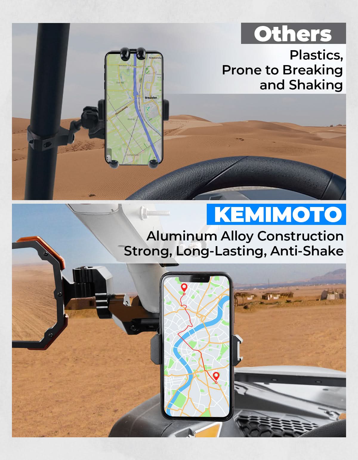 Photo of Kemimoto Custom-Built UTV Phone Mount for Mirror X1/X1PRO by Kemimoto - Premium for UTVs / Side by Sides