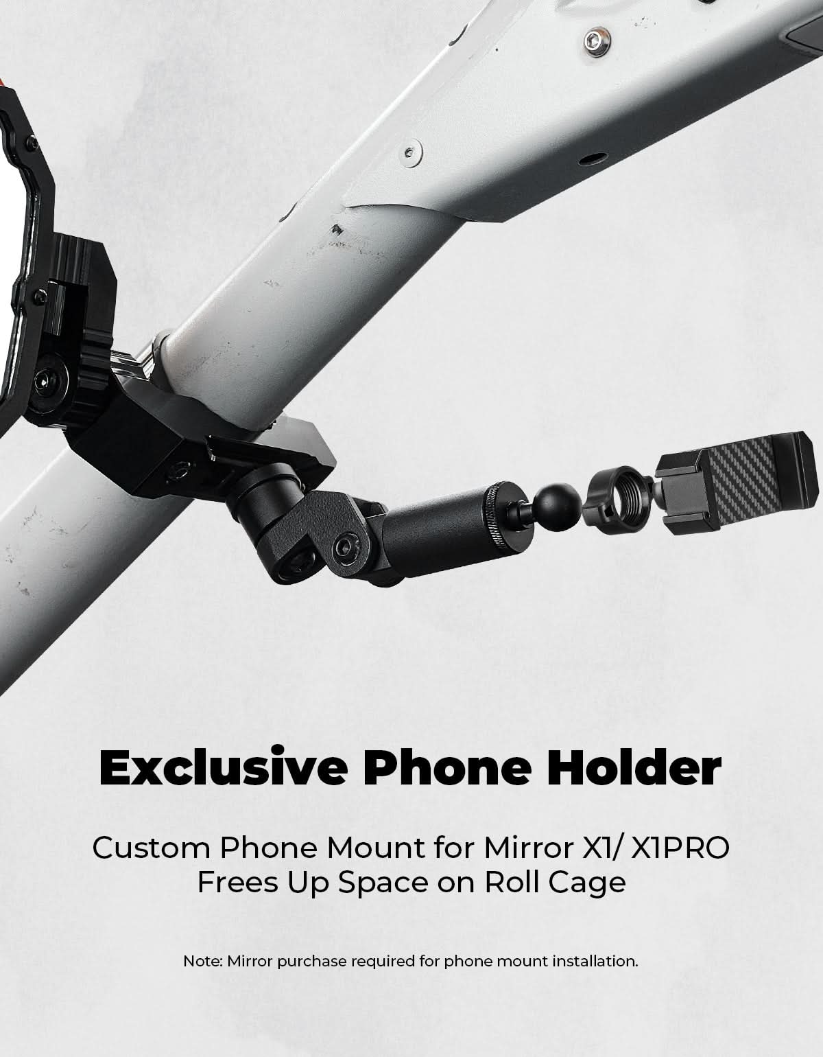 Photo of Kemimoto Custom-Built UTV Phone Mount for Mirror X1/X1PRO by Kemimoto - Premium for UTVs / Side by Sides