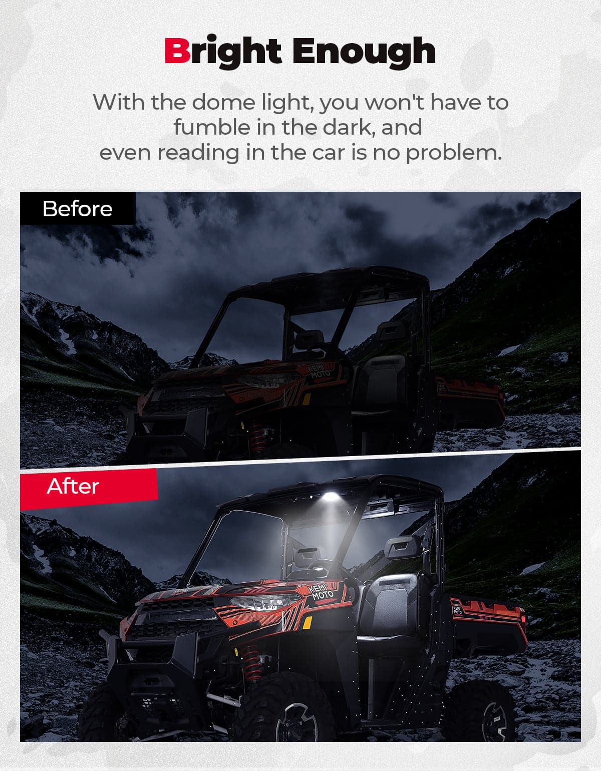 Photo of UTV Dome Light for Polaris Ranger XP 1000 SP 570 2018-2024 by Kemimoto - Premium for UTVs / Side by Sides