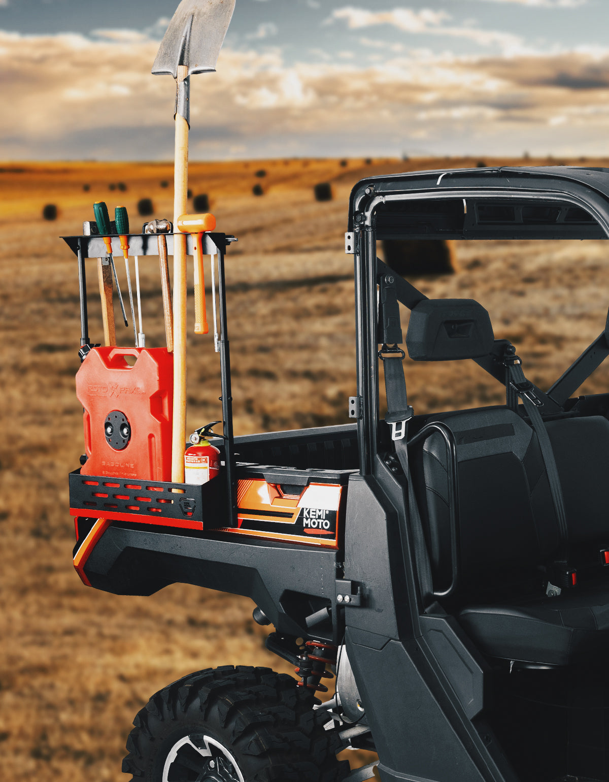 Photo of UTV Tool Rack for Polaris Ranger 1000/ XP 1000/ XP 900 2013-2025 by Kemimoto - Premium for UTVs / Side by Sides