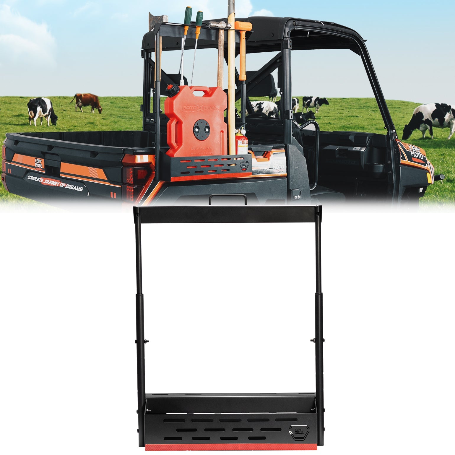 Photo of UTV Tool Rack for Polaris Ranger 1000/ XP 1000/ XP 900 2013-2025 by Kemimoto - Premium for UTVs / Side by Sides
