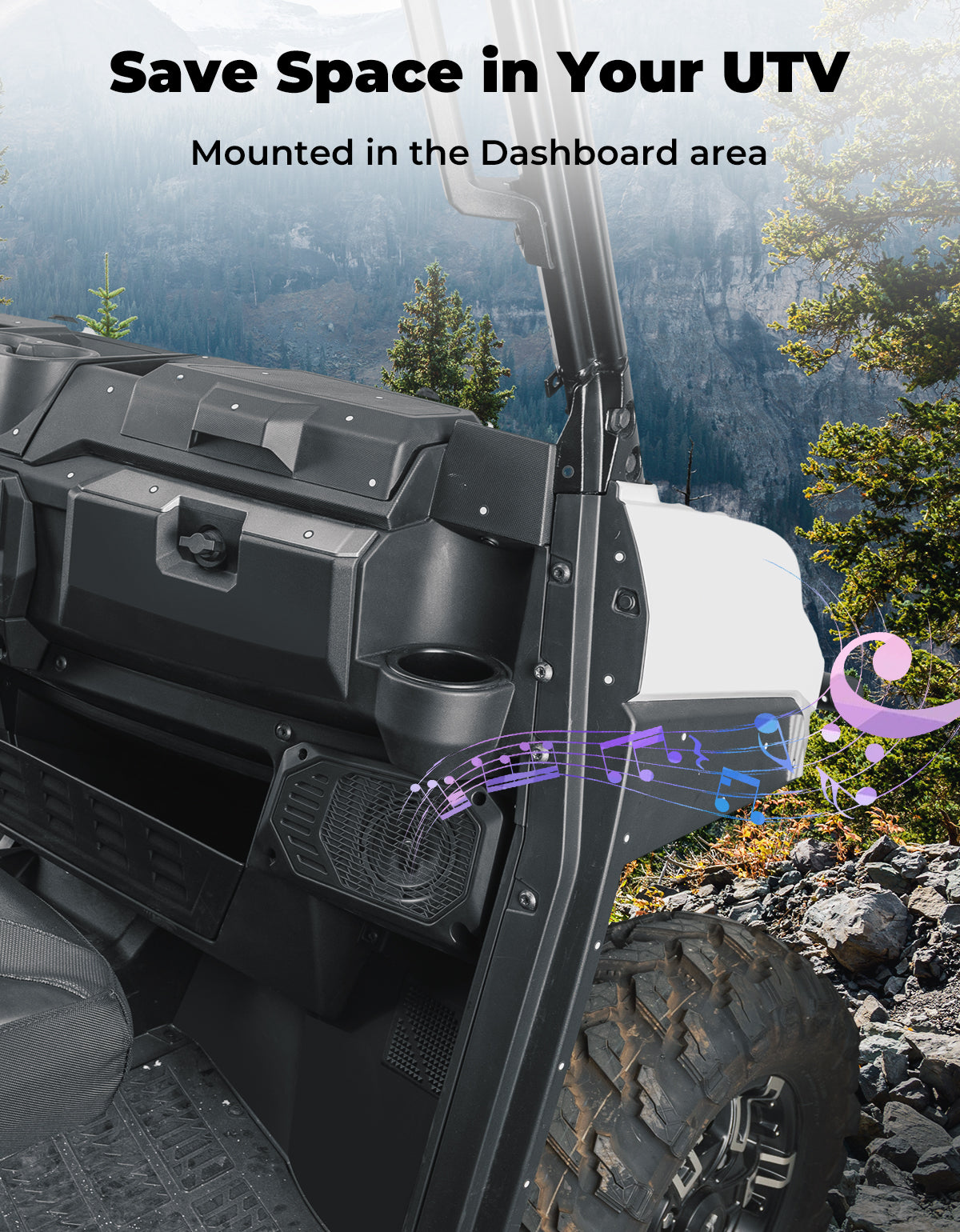 Photo of Under Dash Speaker Pods for Polaris Ranger XP 1000/Crew 2018-2025 by Kemimoto - Premium for UTVs / Side by Sides