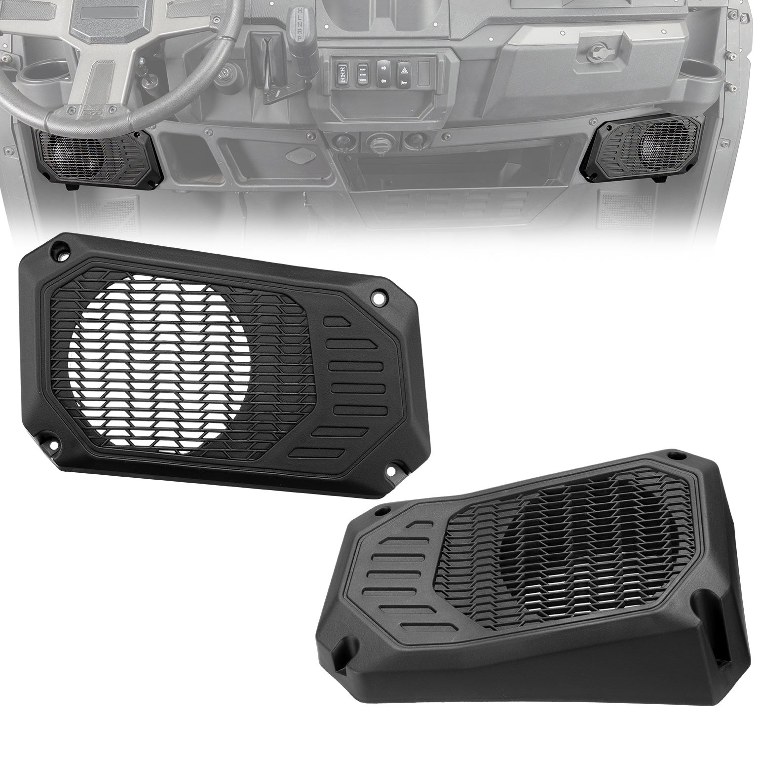Photo of Under Dash Speaker Pods for Polaris Ranger XP 1000/Crew 2018-2025 by Kemimoto - Premium for UTVs / Side by Sides