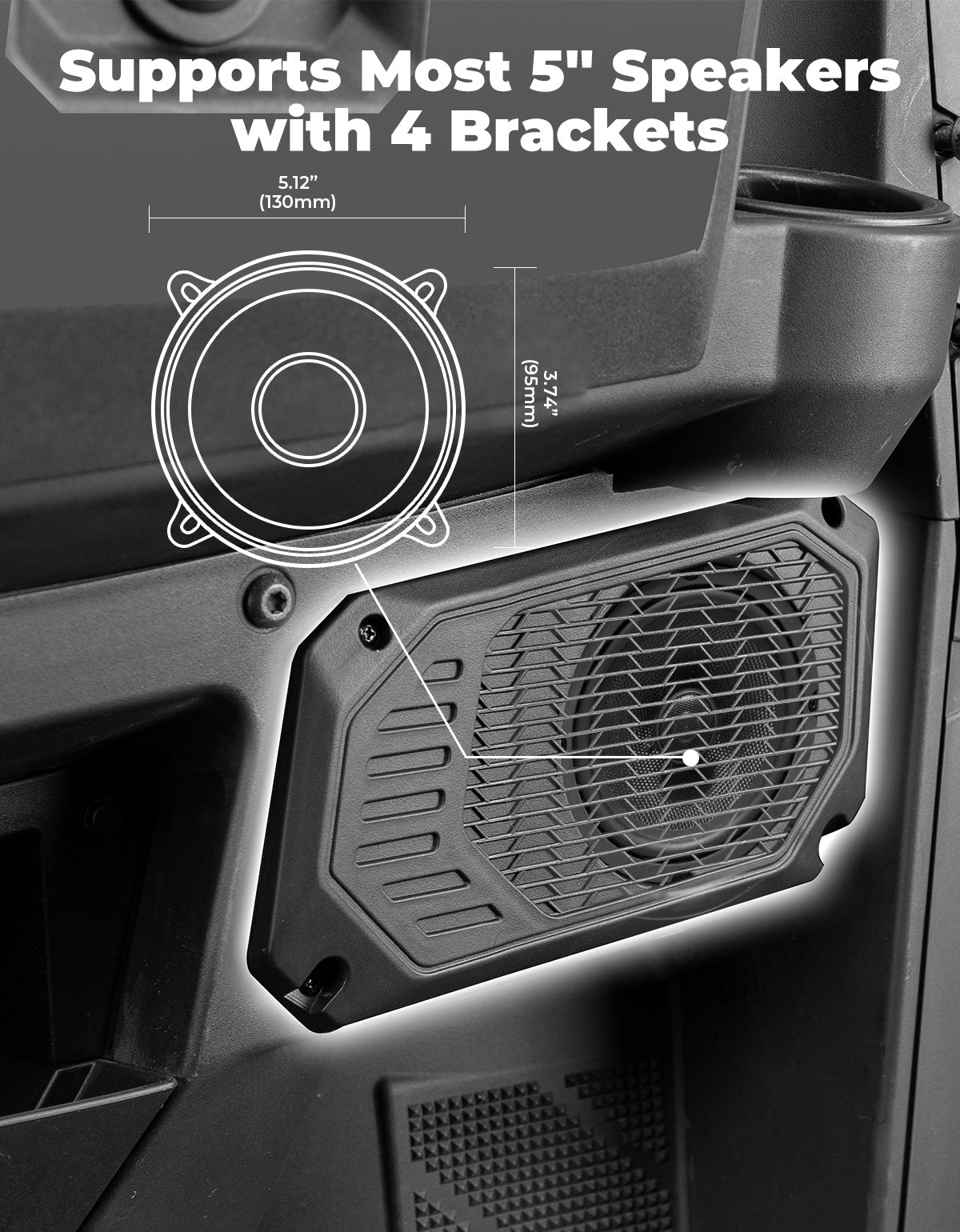 Photo of Under Dash Speaker Pods for Polaris Ranger XP 1000/Crew 2018-2025 by Kemimoto - Premium for UTVs / Side by Sides