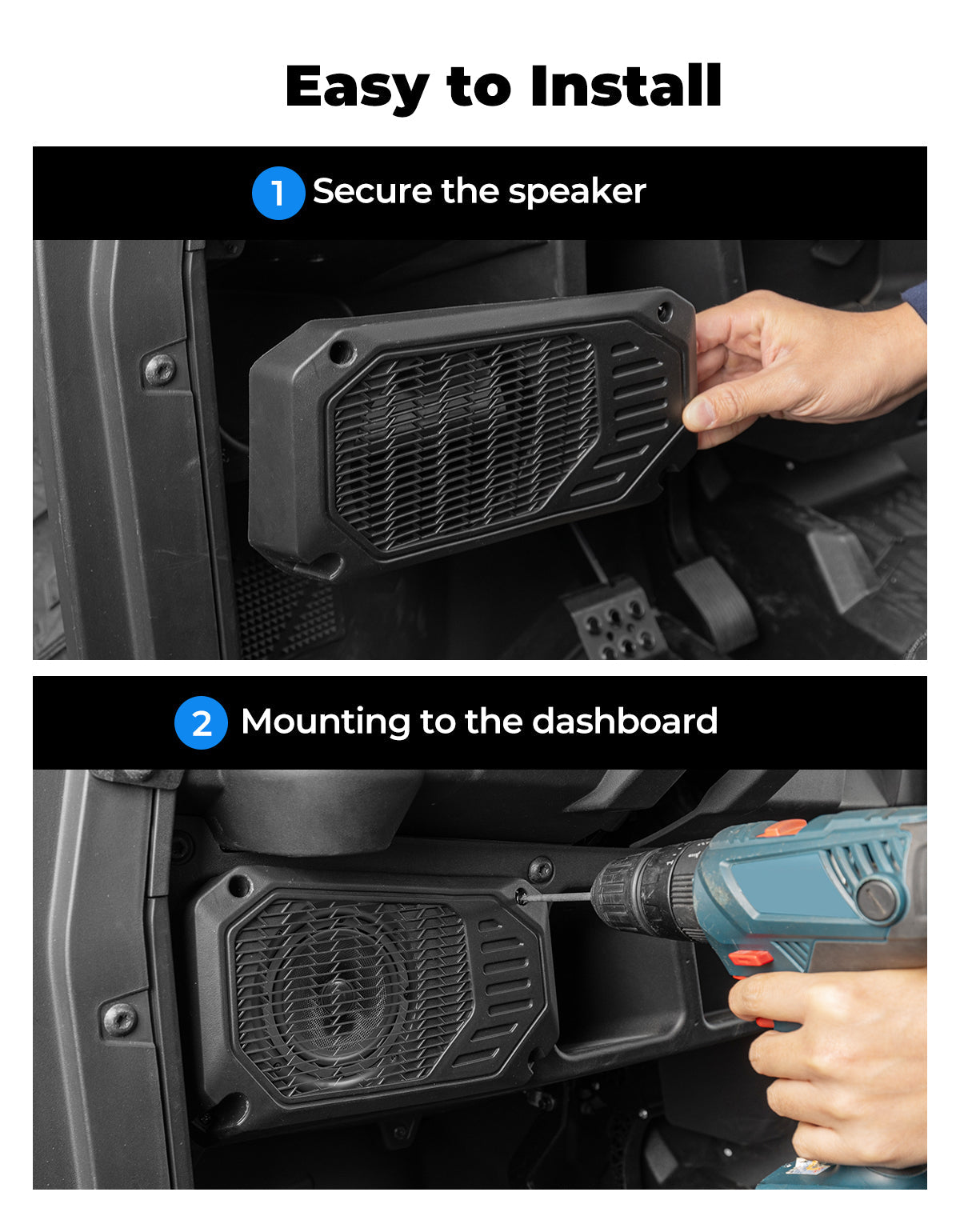 Photo of Under Dash Speaker Pods for Polaris Ranger XP 1000/Crew 2018-2025 by Kemimoto - Premium for UTVs / Side by Sides