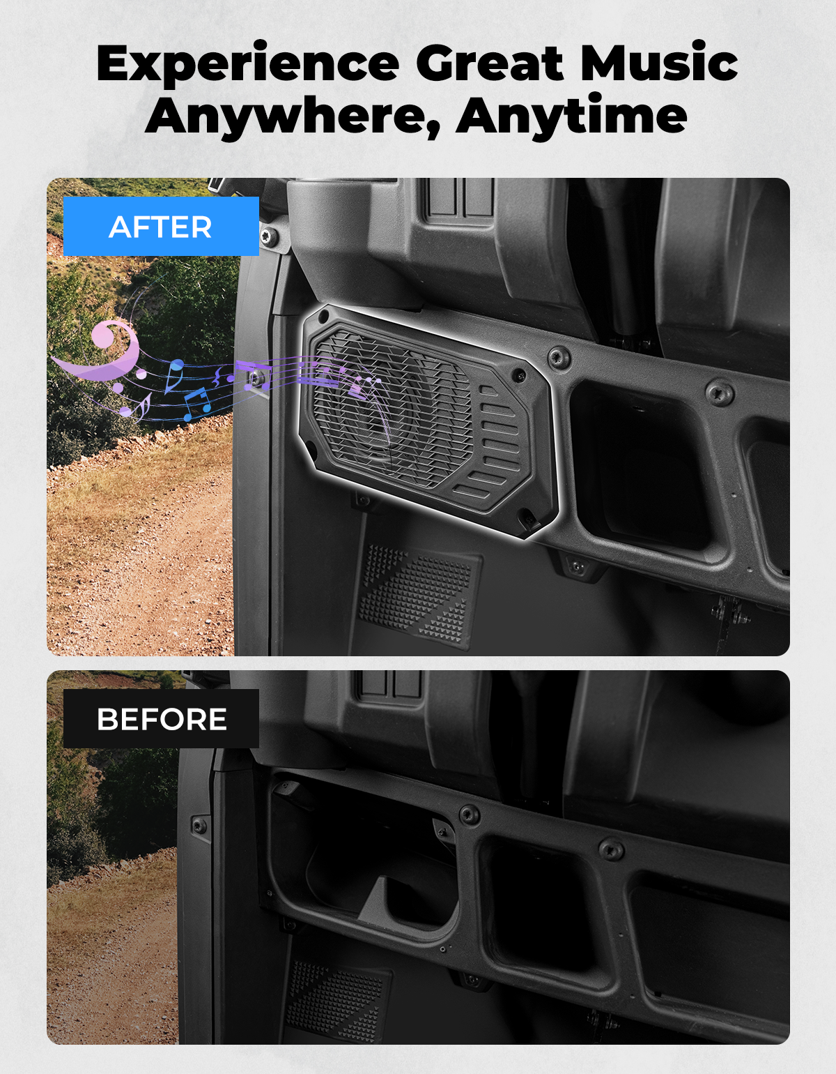 Photo of Under Dash Speaker Pods for Polaris Ranger XP 1000/Crew 2018-2025 by Kemimoto - Premium for UTVs / Side by Sides