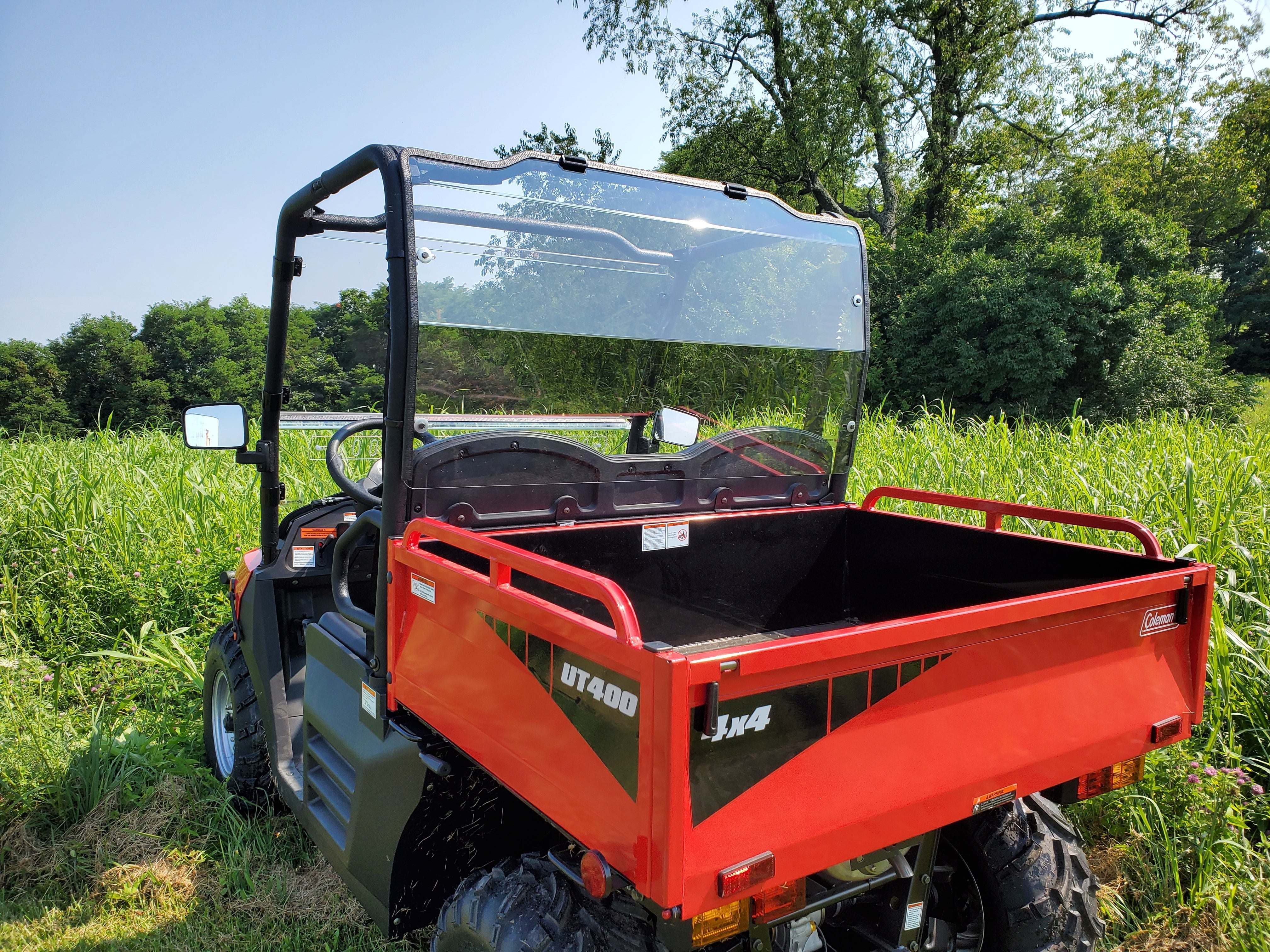 Photo of Coleman UT400/HiSun HS 400 - 1 Pc Rear Windshield w/Clamp and Vent Options by 3 Star UTV - Premium Windshields for UTVs / Side by Sides