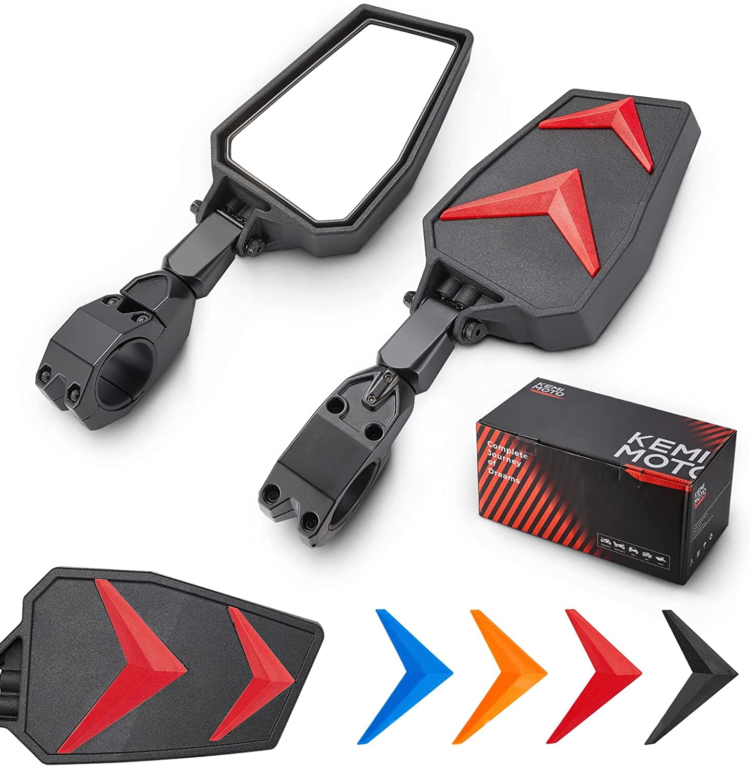 Photo of UTV Side View Mirrors for Can Am Maverick X3/ RZR w/ 1.75"-2'' Roll Bar (1 pair) by Kemimoto - Premium for UTVs / Side by Sides