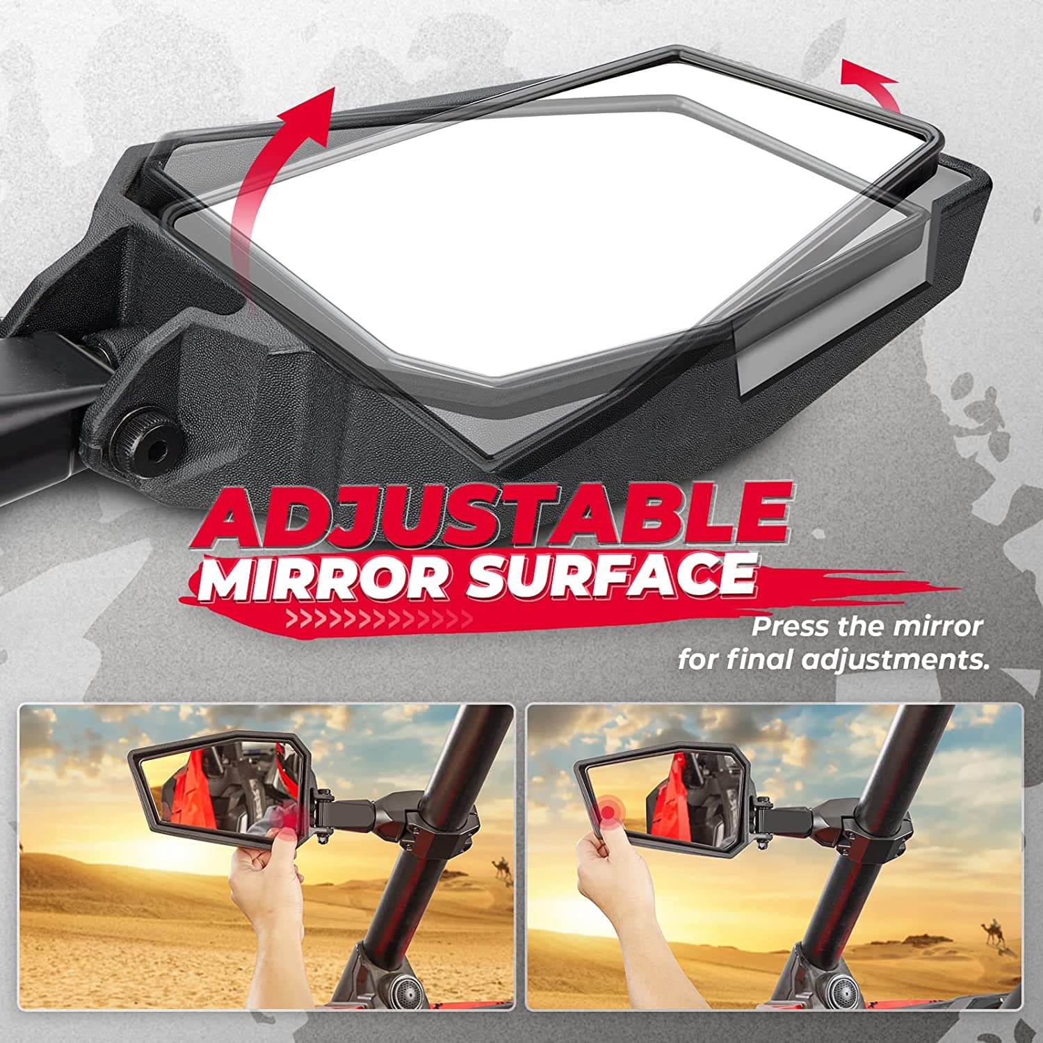 Photo of UTV Side View Mirrors for Can Am Maverick X3/ RZR w/ 1.75"-2'' Roll Bar (1 pair) by Kemimoto - Premium for UTVs / Side by Sides