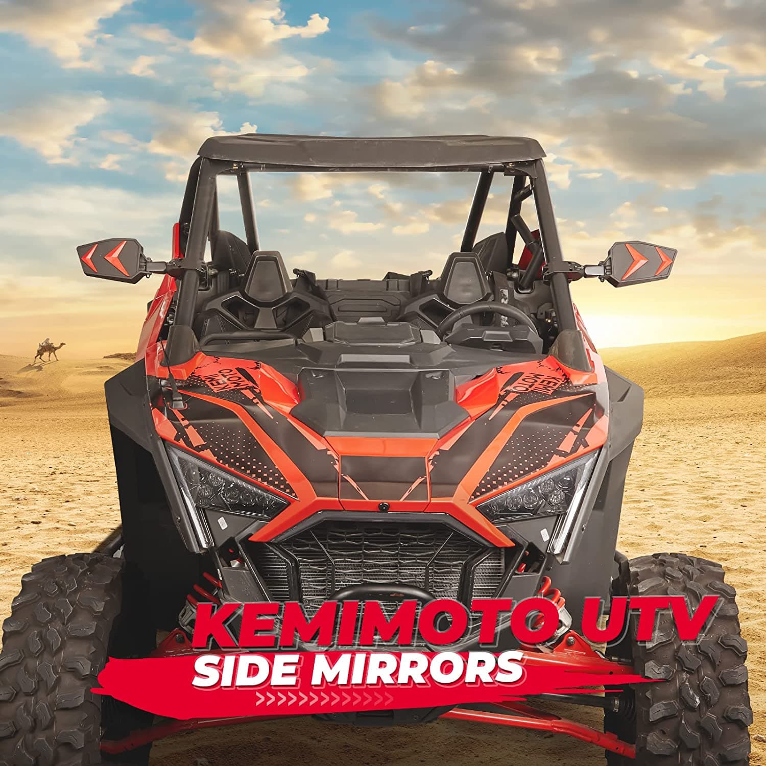 Photo of UTV Side View Mirrors for Can Am Maverick X3/ RZR w/ 1.75"-2'' Roll Bar (1 pair) by Kemimoto - Premium for UTVs / Side by Sides