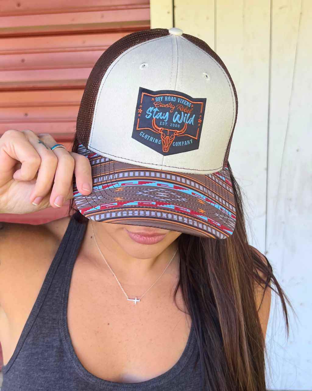 Photo of Country Rebel Trucker Hat by OFF-ROAD VIXENS CLOTHING CO. - Premium Hats for UTVs / Side by Sides