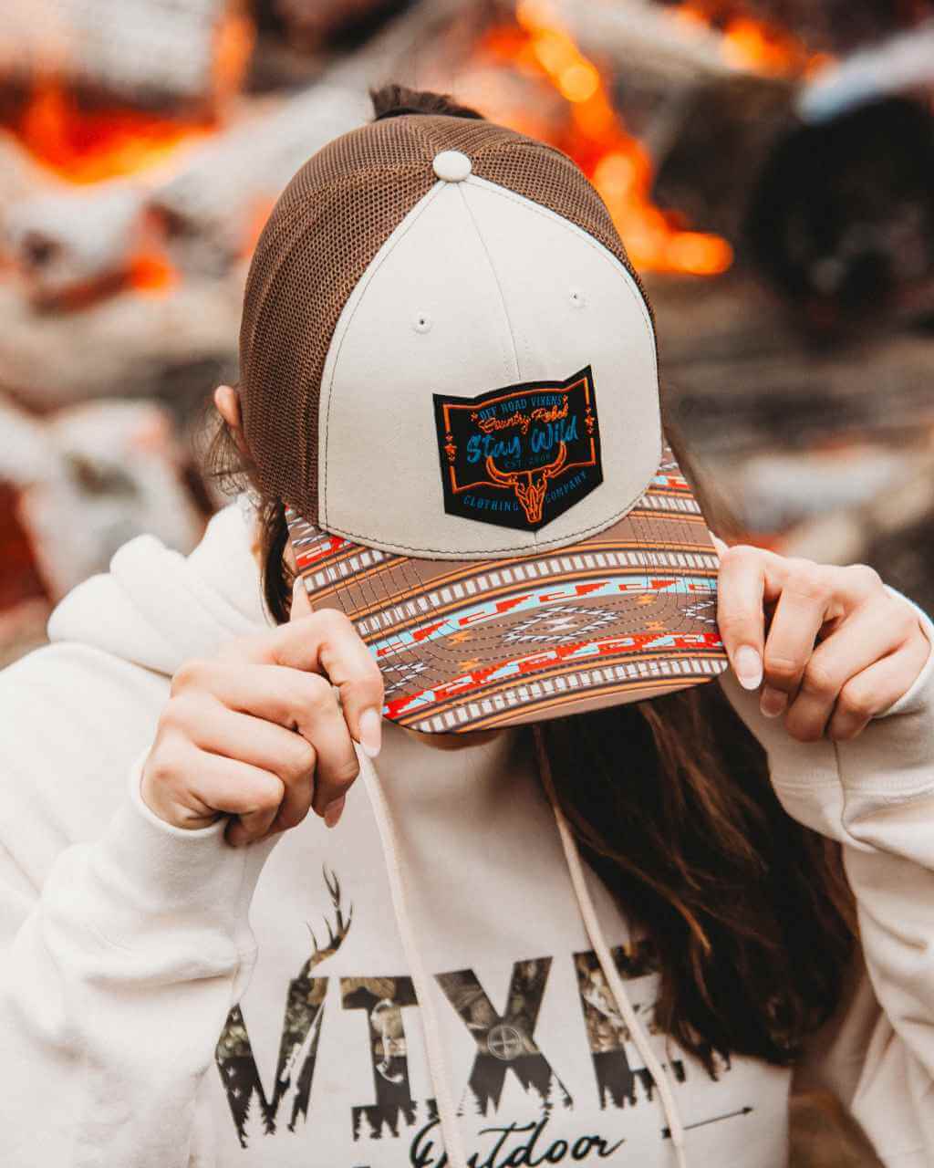 Photo of Country Rebel Trucker Hat by OFF-ROAD VIXENS CLOTHING CO. - Premium Hats for UTVs / Side by Sides