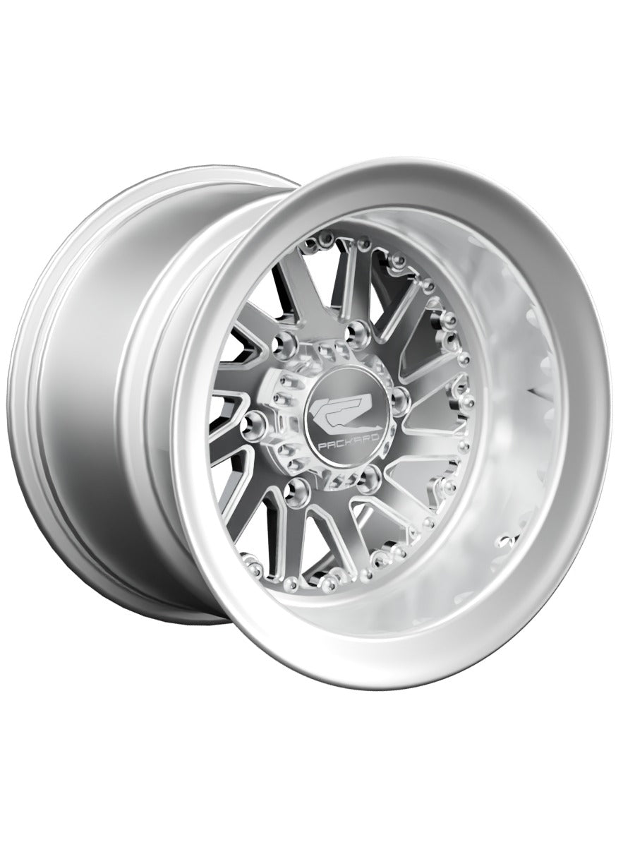 Packard Cyclone silver polished non-beadlock wheel, 15x11 | 6x139.7, standard cap; manufacturer rendering