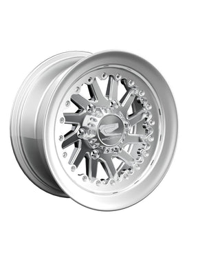 Packard Cyclone silver polished non-beadlock wheel, 15x7 | 6x139.7, standard cap; manufacturer rendering