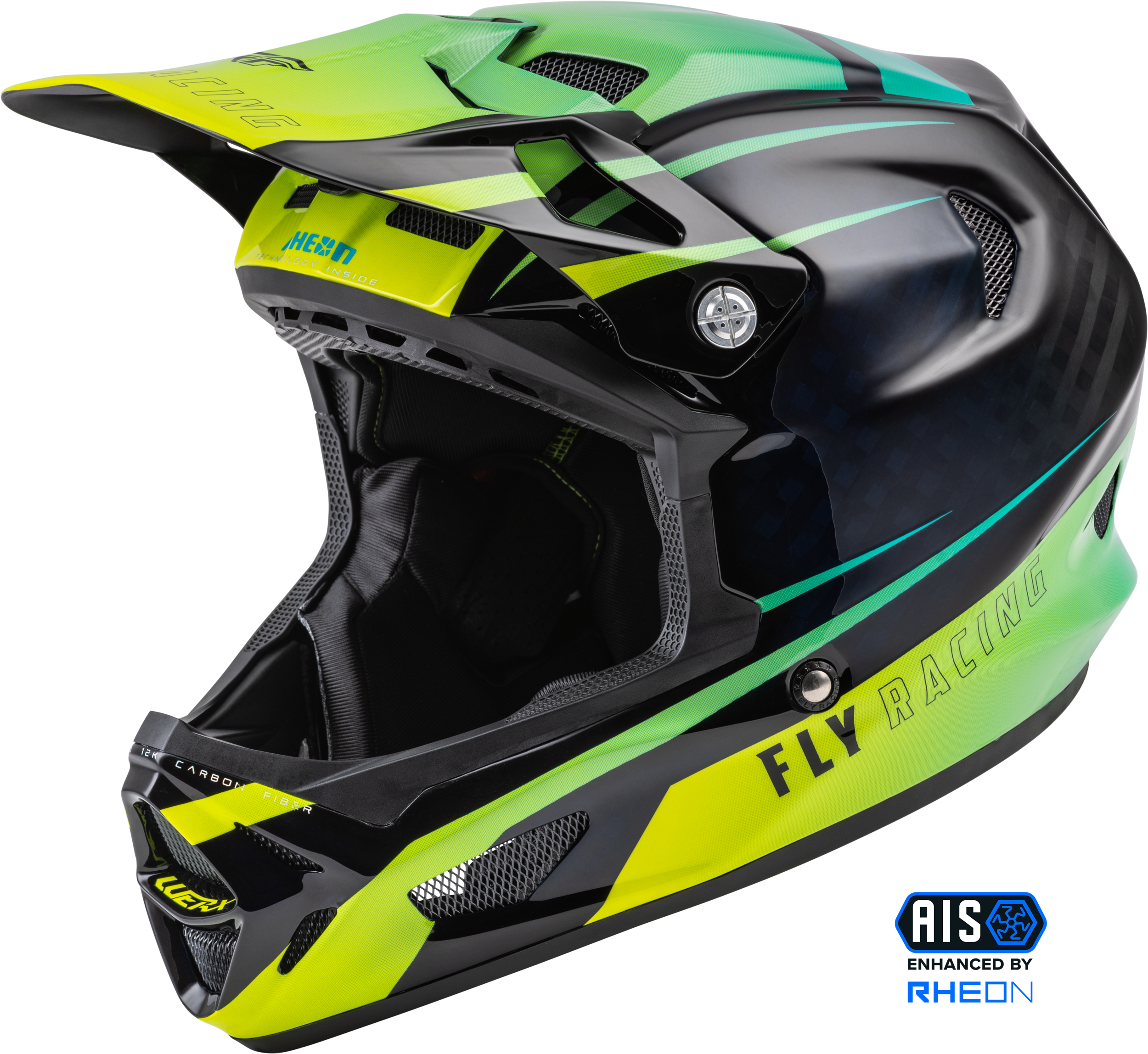 Photo of WERX-R HELMET HI-VIS/TEAL CARBON SM by FLY RACING - Premium Helmets for UTVs / Side by Sides