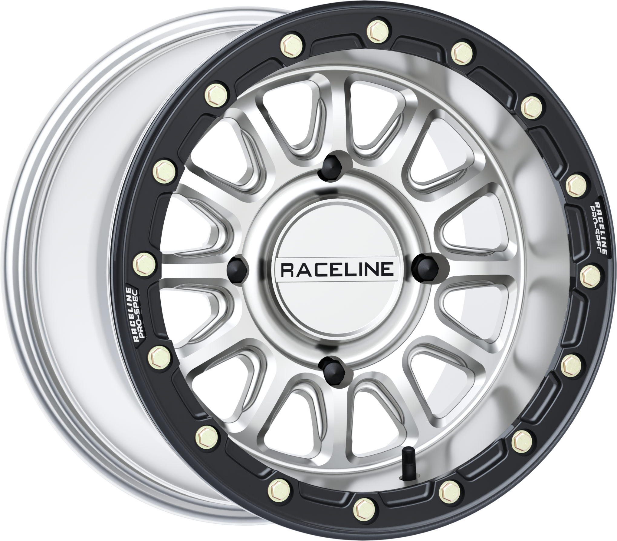 Photo of ALPHA HYPER WHEEL 4/156 HYPER SILVER/BLK 15X10 (+10MM) by RACELINE - Premium Wheels for UTVs / Side by Sides