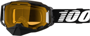 100% Armega Snowmobile Goggles - Black Yellow Lens