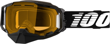 100% Armega Snowmobile Goggles - Black Yellow Lens