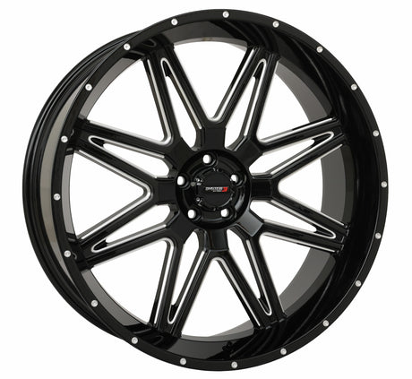 Photo of ST7 WHEEL 24X9 5+4 (0MM) 5/4.5 GLOSS BLACK MILLED by SYSTEM 3 - Premium Wheels for UTVs / Side by Sides