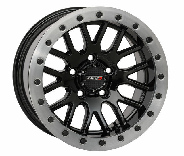 Photo of SB9 WHEEL 15X9 5+4 (+10MM) 5/4.5 GLOSS BLACK by SYSTEM 3 - Premium Wheels for UTVs / Side by Sides