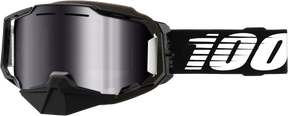 100% Armega Snowmobile Goggles - Black Silver Flash Mirror Lens