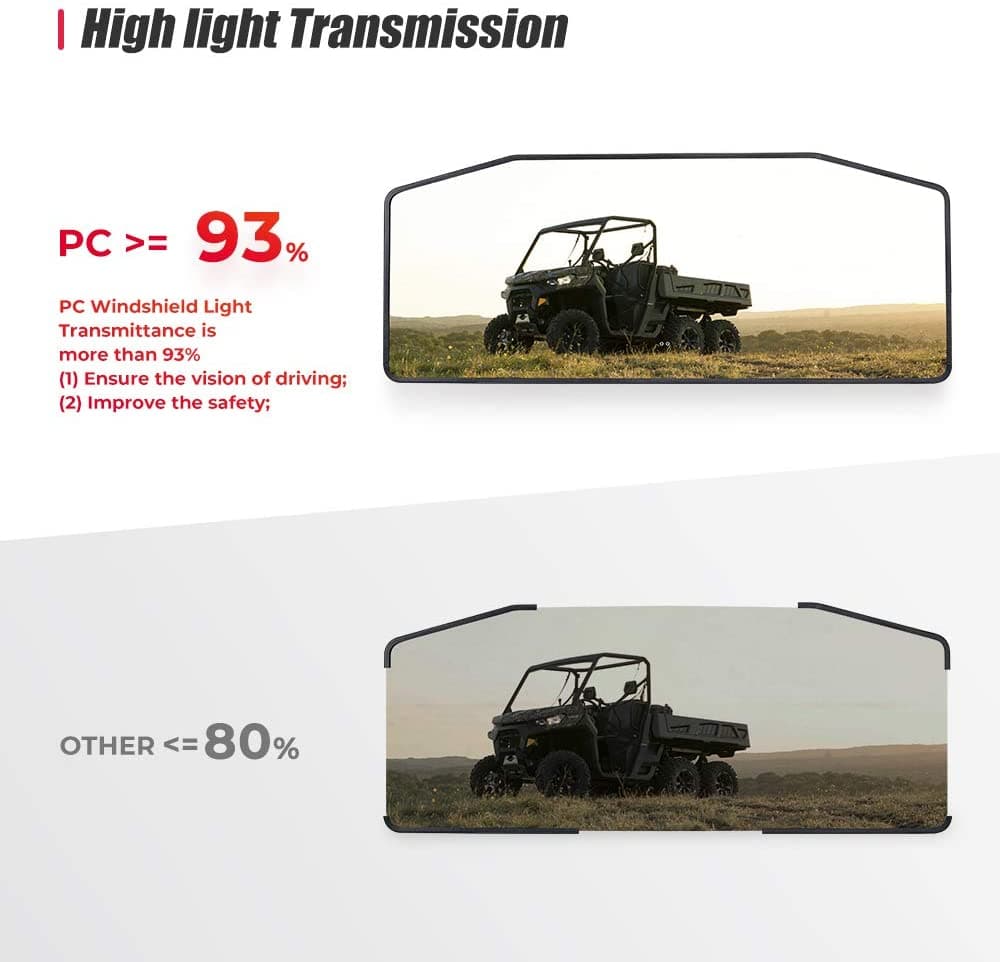 Photo of Rear Windshield & Hard Roof Top Plastic for Can Am Defender by Kemimoto - Premium for UTVs / Side by Sides