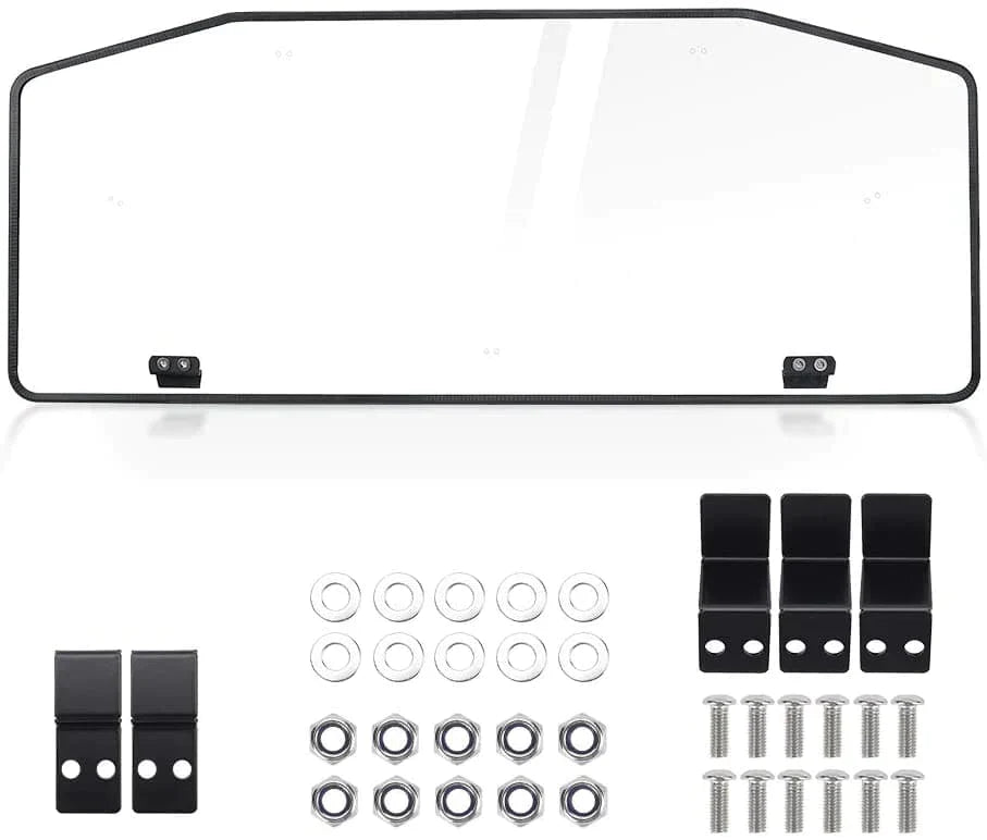 Photo of Rear & Front Vented Full Windshield for Can Am Defender by Kemimoto - Premium for UTVs / Side by Sides