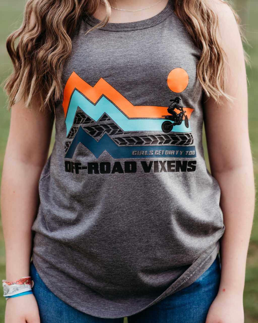 Photo of Dirt Bike Adventure Rocker Tank by OFF-ROAD VIXENS CLOTHING CO. - Premium Ladies Tanks for UTVs / Side by Sides