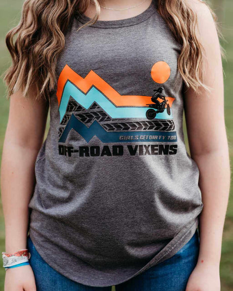Photo of Dirt Bike Adventure Rocker Tank by OFF-ROAD VIXENS CLOTHING CO. - Premium Ladies Tanks for UTVs / Side by Sides