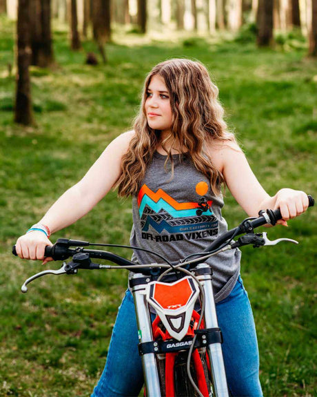Photo of Dirt Bike Adventure Rocker Tank by OFF-ROAD VIXENS CLOTHING CO. - Premium Ladies Tanks for UTVs / Side by Sides
