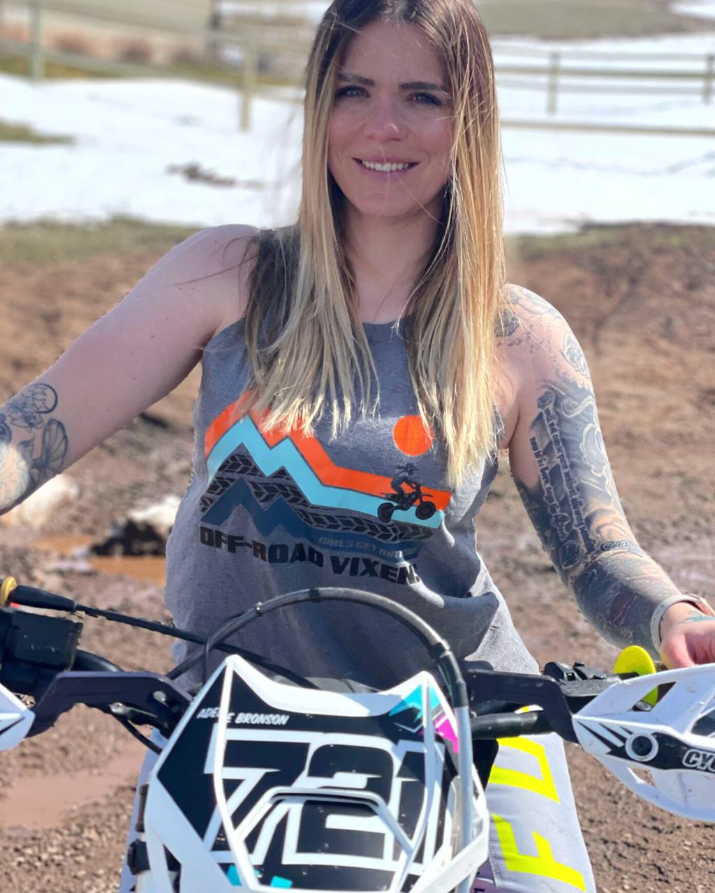 Photo of Dirt Bike Adventure Rocker Tank by OFF-ROAD VIXENS CLOTHING CO. - Premium Ladies Tanks for UTVs / Side by Sides