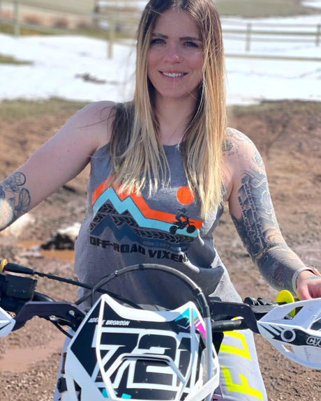 Photo of Dirt Bike Adventure Rocker Tank by OFF-ROAD VIXENS CLOTHING CO. - Premium Ladies Tanks for UTVs / Side by Sides