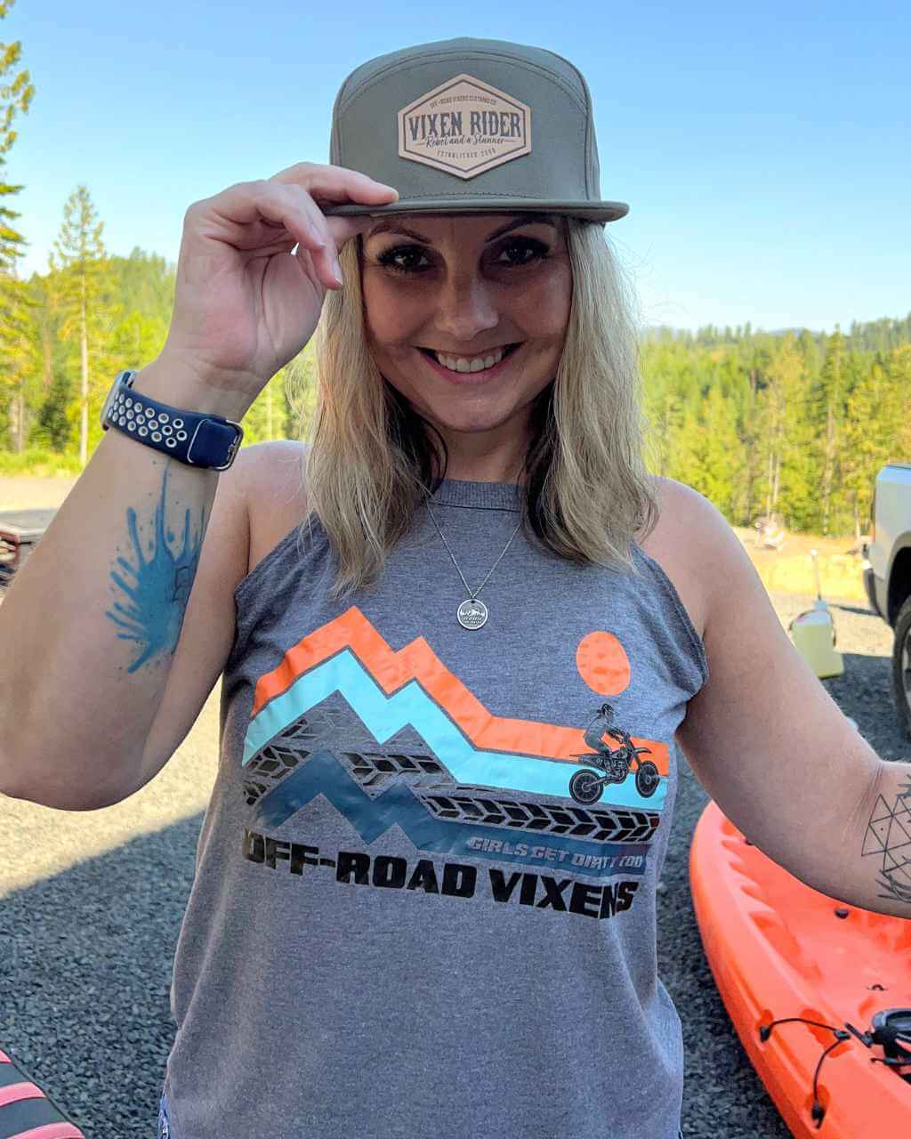 Photo of Dirt Bike Adventure Rocker Tank by OFF-ROAD VIXENS CLOTHING CO. - Premium Ladies Tanks for UTVs / Side by Sides