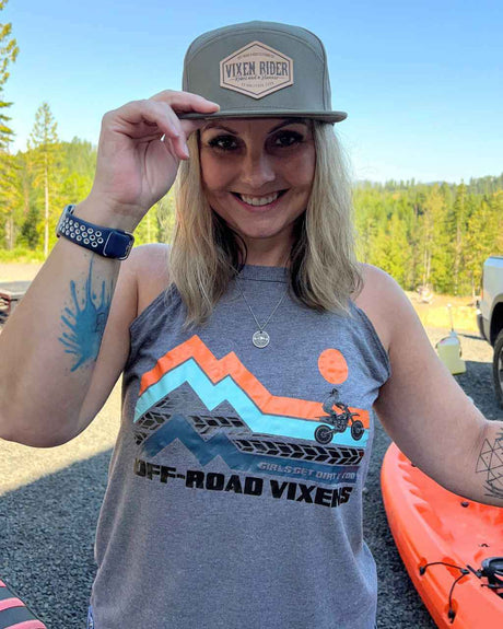 Photo of Dirt Bike Adventure Rocker Tank by OFF-ROAD VIXENS CLOTHING CO. - Premium Ladies Tanks for UTVs / Side by Sides