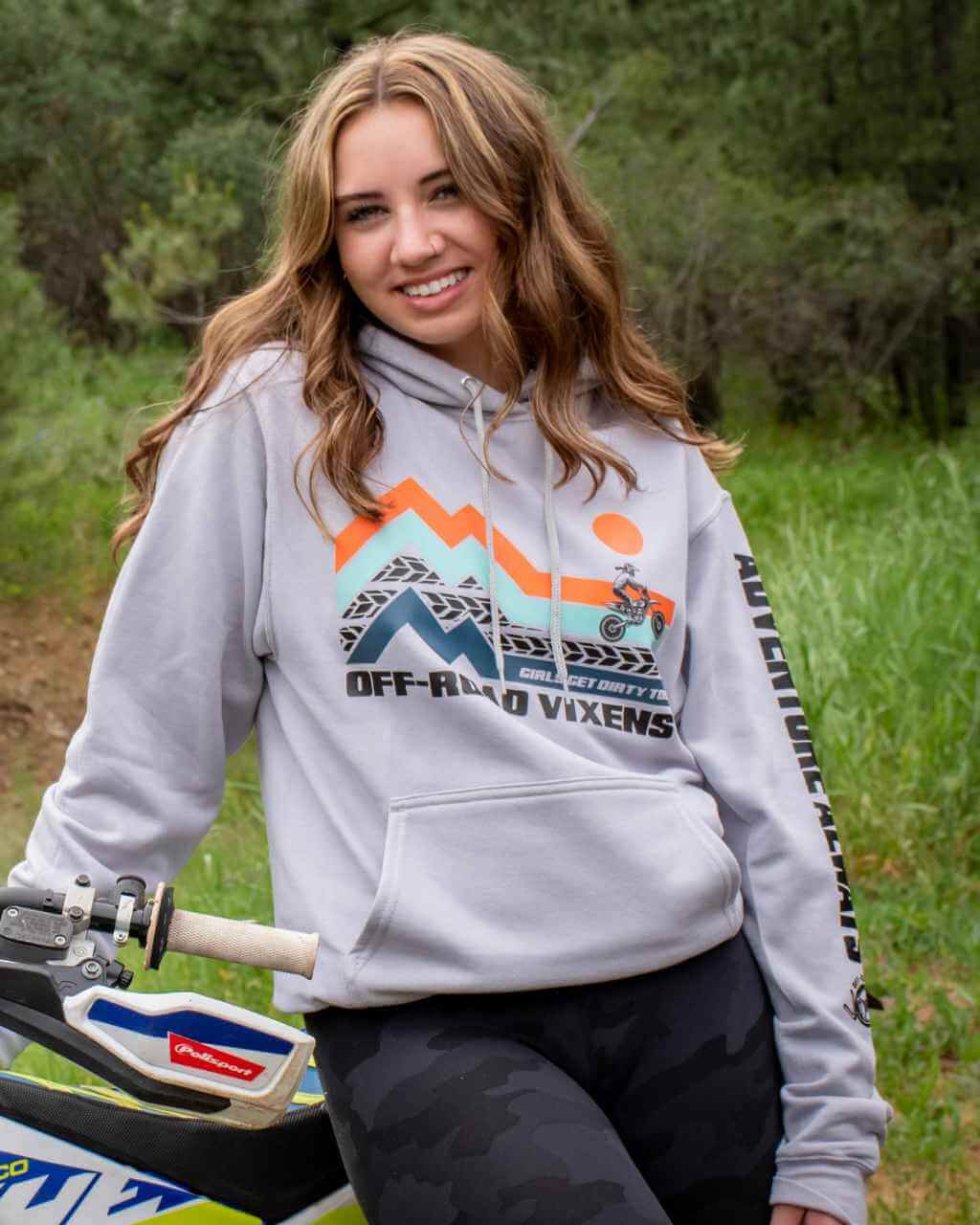 Photo of Dirt Bike Adventure Unisex Pullover Hoodie by OFF-ROAD VIXENS CLOTHING CO. - Premium Ladies Hoodies for UTVs / Side by Sides