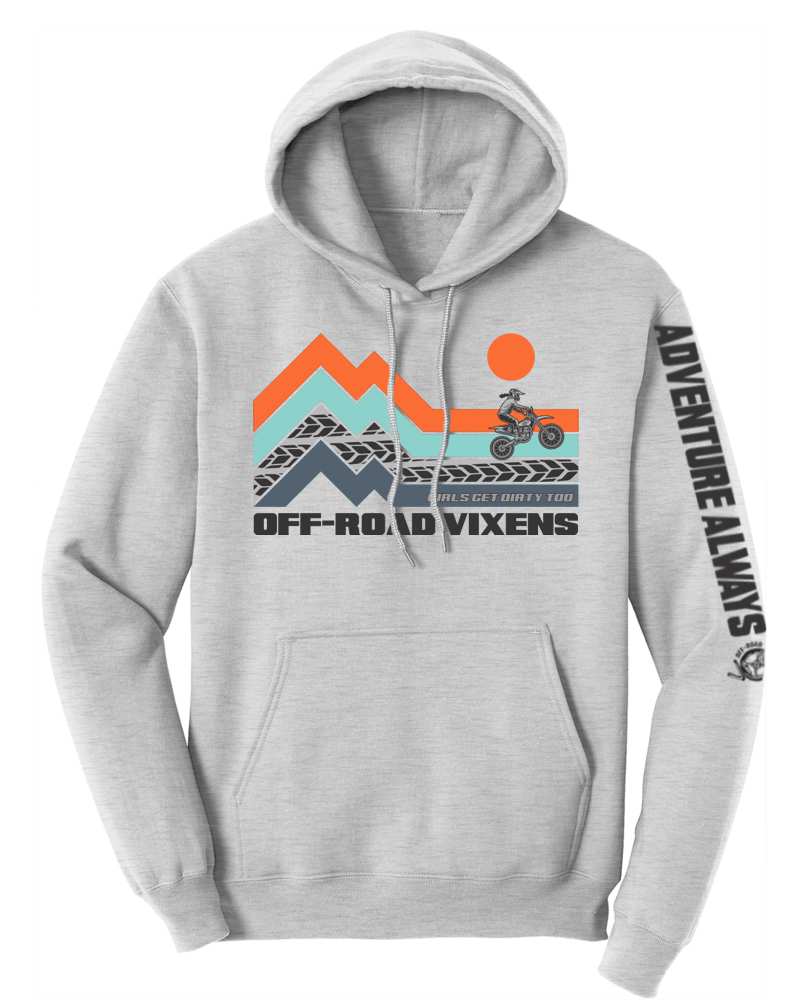 Photo of Dirt Bike Adventure Unisex Pullover Hoodie by OFF-ROAD VIXENS CLOTHING CO. - Premium Ladies Hoodies for UTVs / Side by Sides