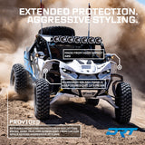 Front Fender Kit for Can-Am 2024+ Maverick R installed, with DRT manufacturer feature callouts; additional accessories may be shown.