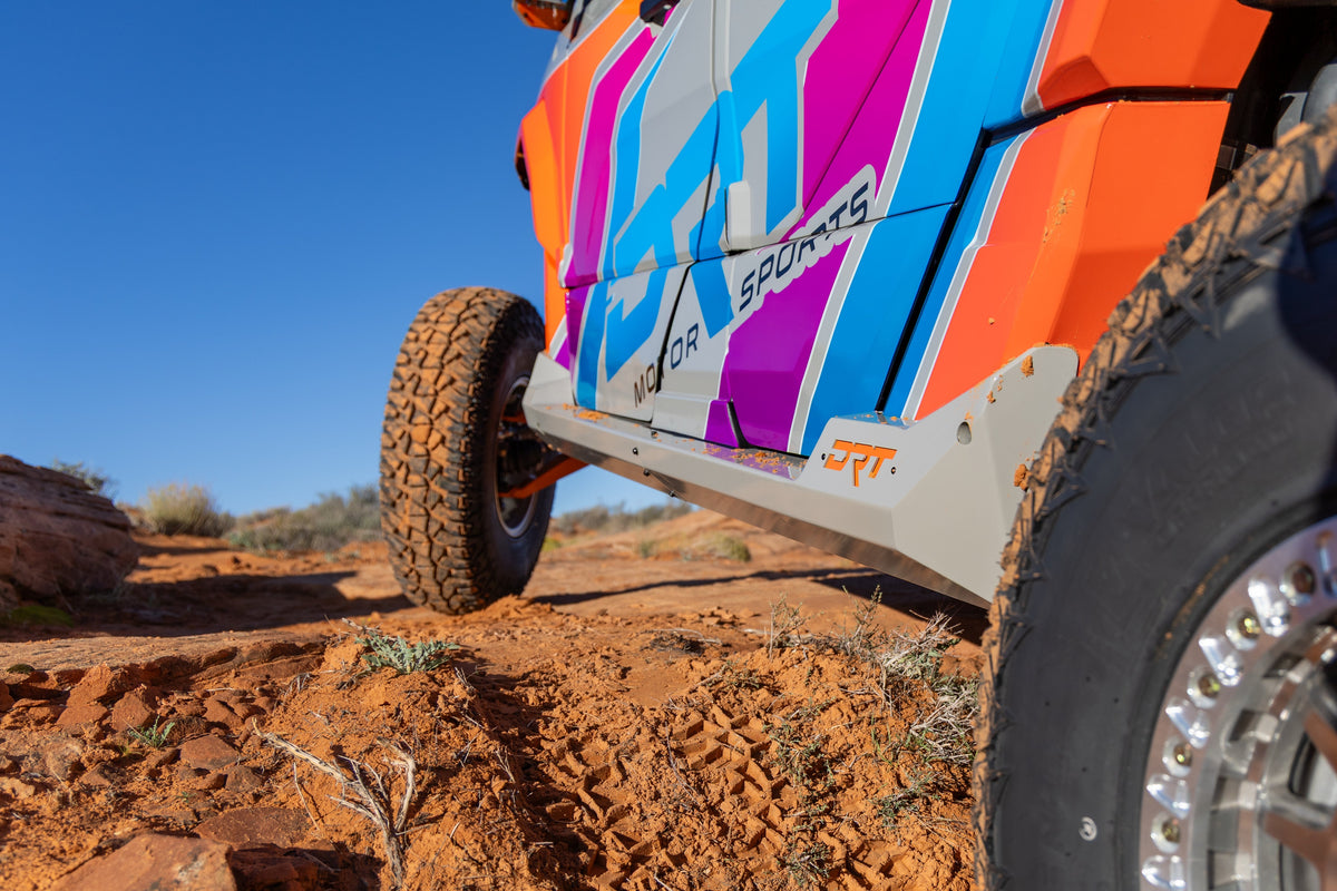 DRT Polaris Xpedition ADV5/XP5 Rock Sliders (2024+) installed on DRT's Jagged X Xpedition build; custom finish and other accessories shown.