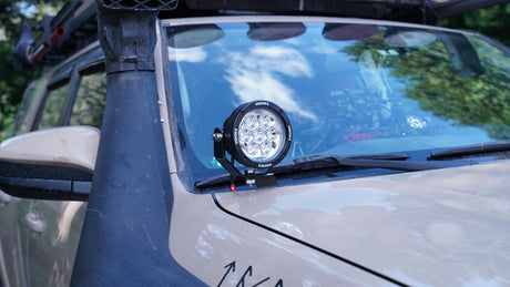 Photo of 2010-2023 Toyota 4-Runner A-Pillar Mounts with 4.7" CG2 Light Cannon by Vision X Off-Road - Premium Vehicle Specific Kit for UTVs / Side by Sides