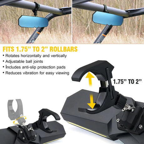 Photo of D2D 13" Lighted Rearview Mirror by Dunes 2 Dezert SXS - Premium Dome Lights for UTVs / Side by Sides