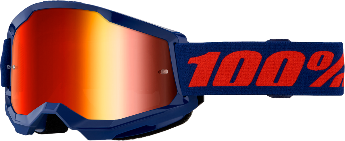 100% Strata 2 Goggles - Navy Mirror Red Lens