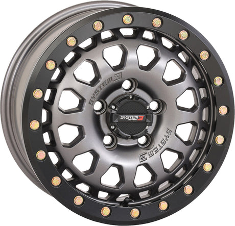 Photo of SB6 BL WHEEL 15X7 4+3 (+10MM) 5/4.5 GUN METAL GREY by SYSTEM 3 - Premium Wheels for UTVs / Side by Sides